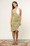 Color Block Sling Tie Back Halter Dress