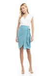 Two Tone Sleeveless Surplice Wrap Midi Dress