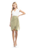 Two Tone Sleeveless Surplice Wrap Midi Dress