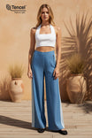 Tencel Two-Tone Wide-Leg Pants