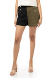 Two-Tone High Waisted Tweed Shorts