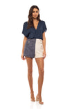 Two-Tone High Waisted Tweed Shorts