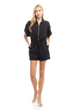 Extended Sleeve With Epaulette Zip Front Romper