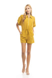 Extended Sleeve With Epaulette Zip Front Romper