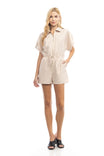 Extended Sleeve With Epaulette Zip Front Romper