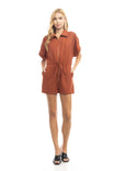 Extended Sleeve With Epaulette Zip Front Romper