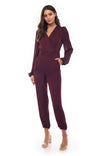 Long Sleeve Surplice Harem Jumpsuit