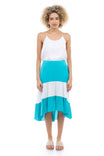 Hi-Low Stripe Tiered Midi Skirt