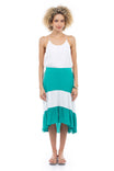 Hi-Low Stripe Tiered Midi Skirt