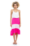 Hi-Low Stripe Tiered Midi Skirt