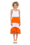 Hi-Low Stripe Tiered Midi Skirt