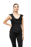 Sleeveless Drape Front Back Neck Bias Top