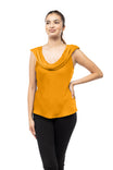 Sleeveless Drape Front Back Neck Bias Top