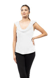 Sleeveless Drape Front Back Neck Bias Top