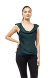 Sleeveless Drape Front Back Neck Bias Top