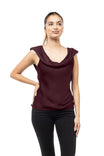 Sleeveless Drape Front Back Neck Bias Top