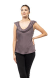 Sleeveless Drape Front Back Neck Bias Top