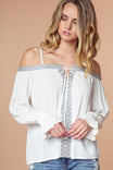 Embroidered Cold Shoulder Blouse