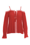 Embroidered Cold Shoulder Blouse