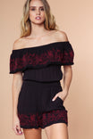Off Shoulder Embroidered Romper