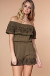 Off Shoulder Embroidered Romper
