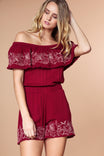 Off Shoulder Embroidered Romper