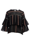 Multi-stripe Embroidered Blouse