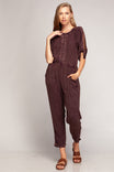 Cold Shoulder Tied Button Down Jumpsuit
