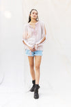 Embroidered Tassel Tie Long Sleeve Blouse