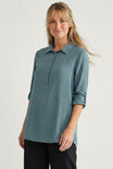 Long Sleeve Half Placket Collared Shirt
