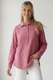 Long Sleeve Half Placket Collared Shirt