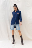 Button Up Embroidered Plaid Shirt