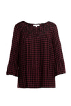 Embroidered Button Down V-neck Blouse