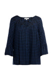 Embroidered Button Down V-neck Blouse