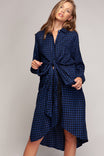 Wrap Tie Plaid Tail Dress