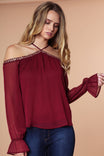 Off Shoulder Embroidery Blouse