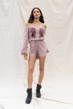 Off Shoulder Double Ruffle Sleeve Romper
