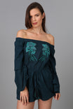 Off Shoulder Double Ruffle Sleeve Romper