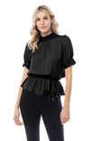 Ruched Neck Peplum Top
