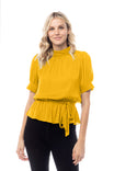 Ruched Neck Peplum Top