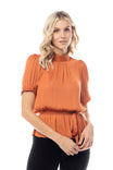 Ruched Neck Peplum Top