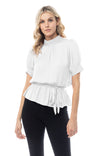 Ruched Neck Peplum Top