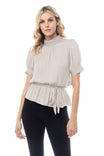 Ruched Neck Peplum Top