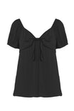 Tie Front Short Puff Sleeve Top