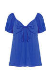 Tie Front Short Puff Sleeve Top