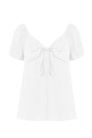 Tie Front Short Puff Sleeve Top