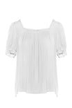 Smocking Detail Square Neck Top