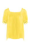 Smocking Detail Square Neck Top