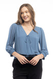 Crop Smocking Band Surplice Top