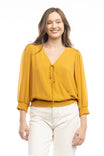 Crop Smocking Band Surplice Top